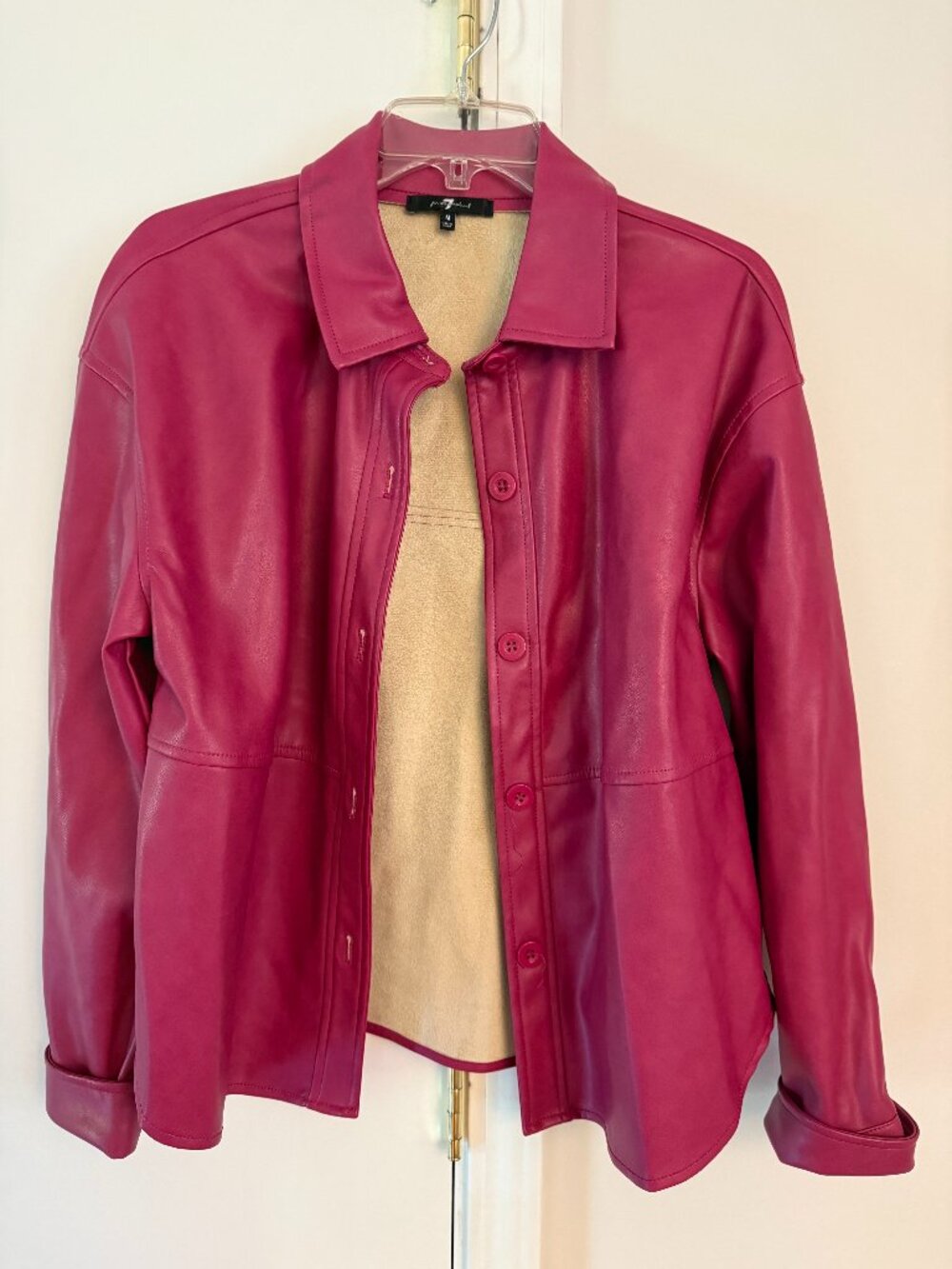 Seven For All Mankind Pink Faux Leather Jacket Medium